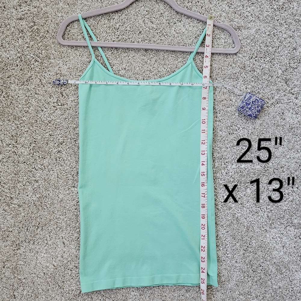 4 for $25 Mint Green Stretchy Spaghetti Strap Tank Top - Picture 4 of 8